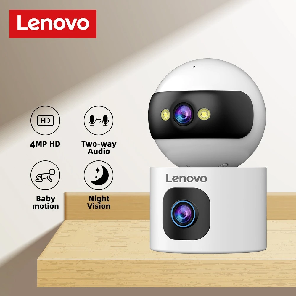 Lenovo 4mp wifi câmera ip interior lente dupla monitor do bebê câmera de vigilância de segurança rastreamento automático visão noturna 5x zoom