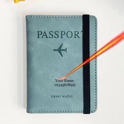 Engraved Name Fashion Passport Holder Travel Wallet Passeport Personnalisé Name Pu Case for Passports Cardholder