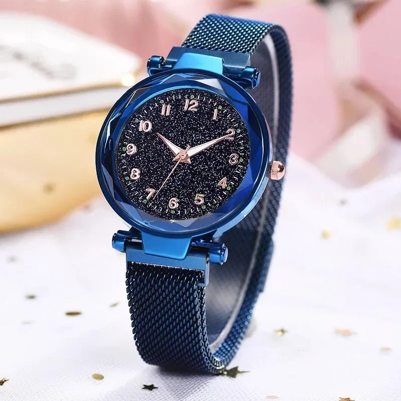 Relogio Feminino Luminous Women Watches Fashion Starry Sky Ladies Quartz Clock Luxury Magnetic Mesh Female Wristwatch Gift