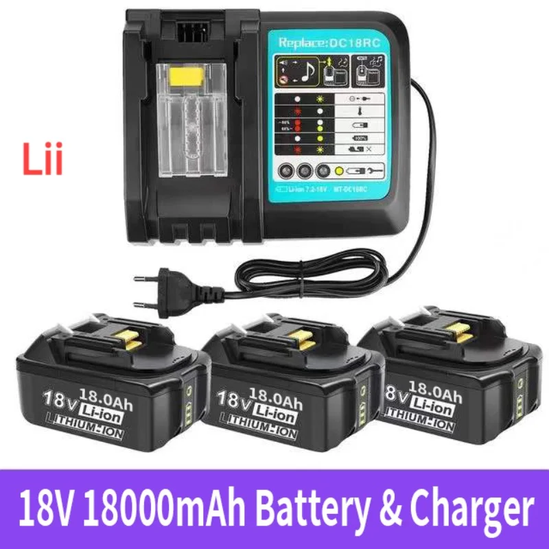 

18V 20000mAh Rechargeable Power Tools Battery for Makita with LED Li-ion Replacement LXT BL1860B BL1860 BL1850+3A Charger