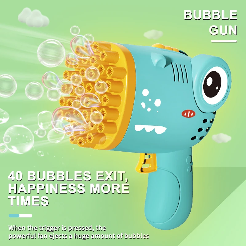 40 hole bubble blowing toy handheld Gatling dinosaur bubble gun without battery and without bubble water