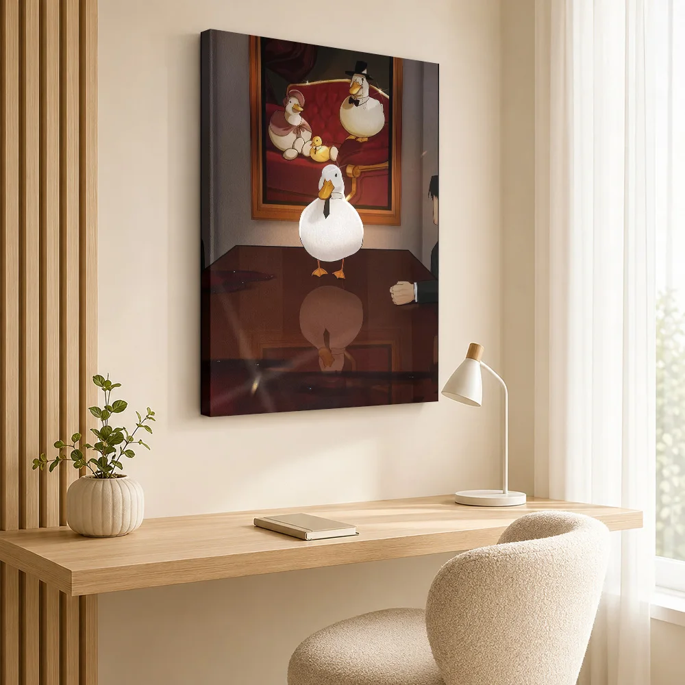 Ducks In Formal Wear Canvas Painting Poster Custom Photo Modern Aesthetic Wall Art for Living Room Bedroom Decor Ready to Hang