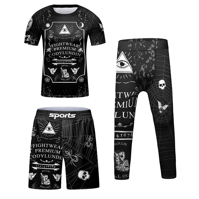 Dziecięce koszulki bokserskie MMA Baby Boys sportowe koszulki MMA zestaw szortów Rashguard Jiu jitsu spodnie do kickboxingu dla dzieci BJJ