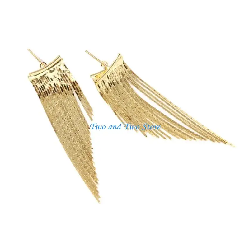 HX6F موضة الأقراط سلسلة طويلة مزاجه شرابات قلادة أقراط مجوهرات الحفلات #2