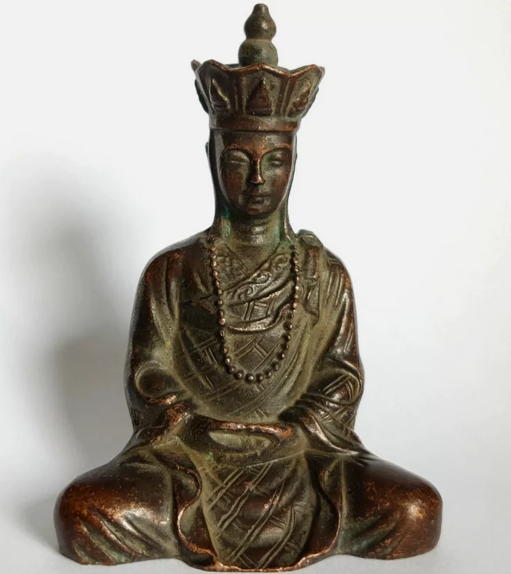 Antique bronze Tibetan Ksitigarbha Buddha Buddhism Bodhisattva statue 9cm