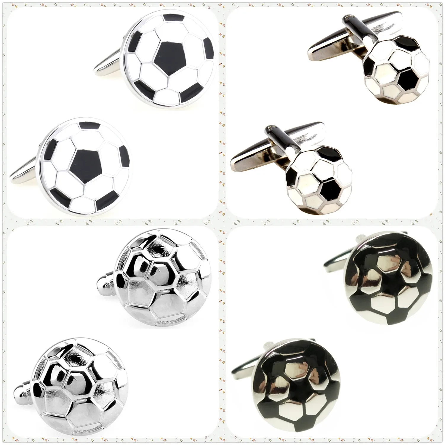 

4 Designs TZG Sports Cufflinks Men Cuff Links Football Factory (2 Pairs / Lot)