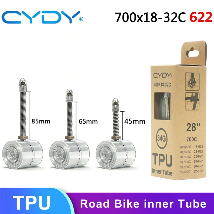AliExpress CYDY Ultralight Bike TPU Inner Tube 700C 700X18-32C Road Bicycle TPU Material Tire 45/65/85mm French Valve Pneu Camera Tyre