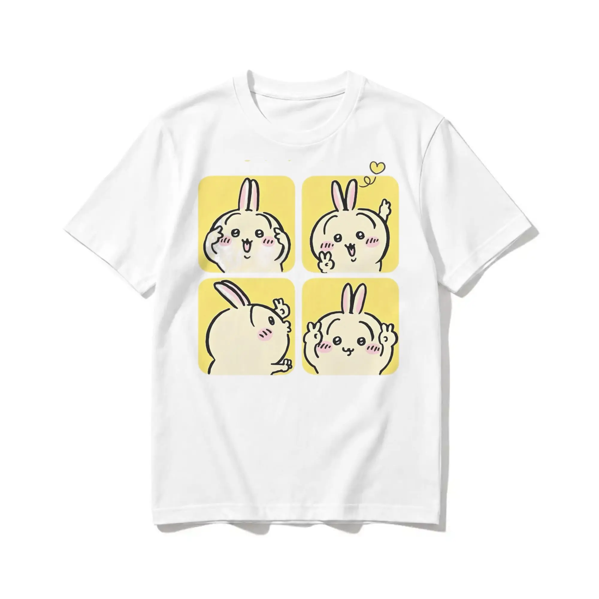 Chiikawaii Sweet Little Moments T Shirts Men Women 100% Cotton Funny T-Shirt Crewneck Usagi Tees Short Sleeve Clothes Graphic