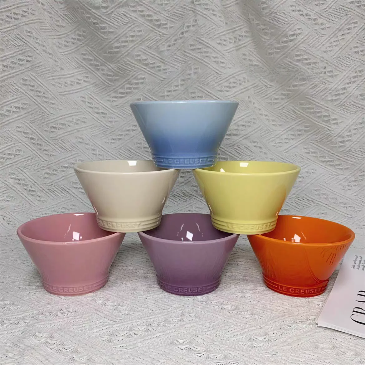 Tigela de Cerâmica Le Creuset Cool Color, Tigela Criativa para Arroz, Tigela para Ramen, Utensílios de Jantar com Cor Subesma...