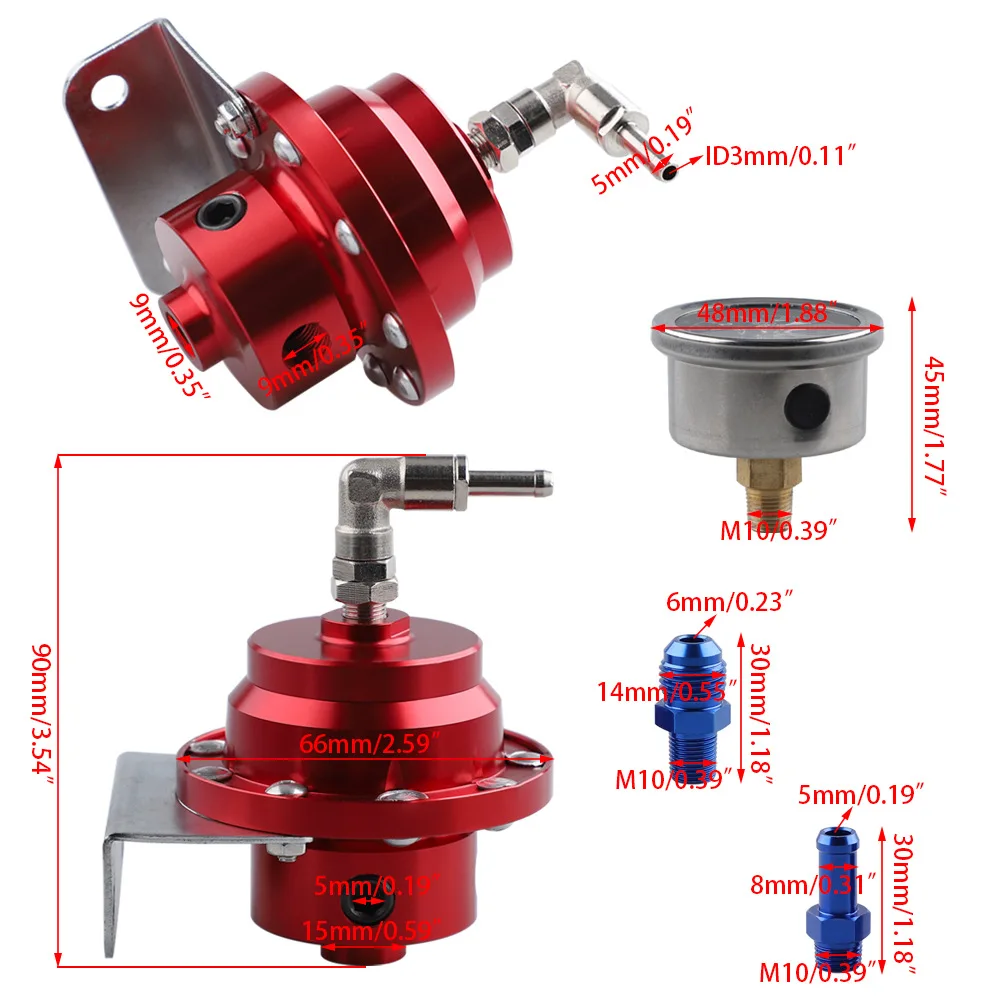Universal Adjustable Fuel Pressure Regulator Kit Boost Reference Valve for Turbo/Supercharged Cars-Performance Tuning Fuel