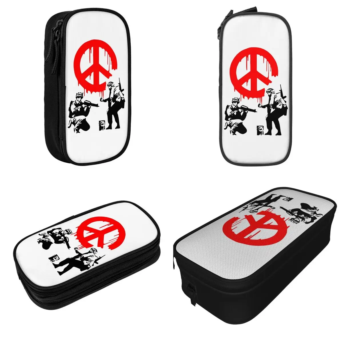 Banksy Peace Soldiers Pencil Cases Pencilcases Pen for Student Big Capacity Bag Office Gifts Stationery