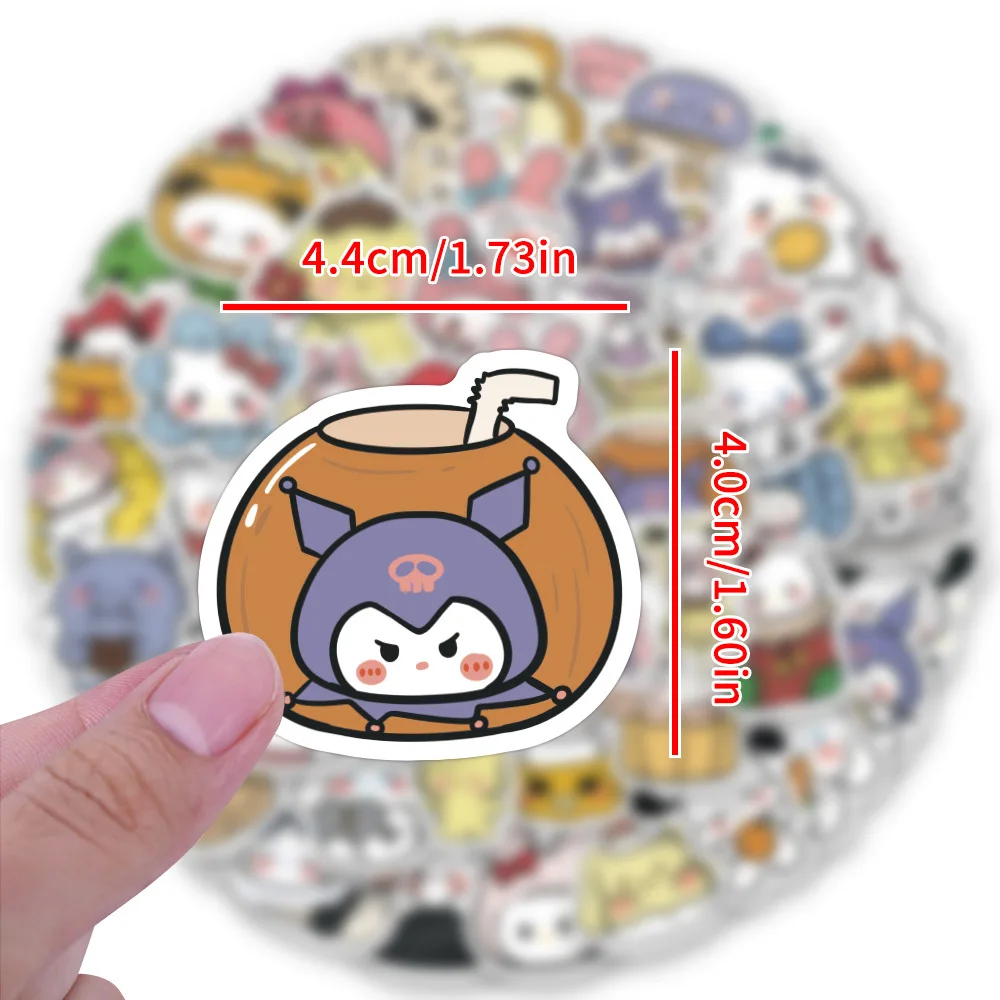 100pcs Cute Kuromi Hello Kitty Sanrio Cartoon Stickers Aesthetic My Melody Anime Decals Kawaii Kids Graffiti Sticker Toys Gift