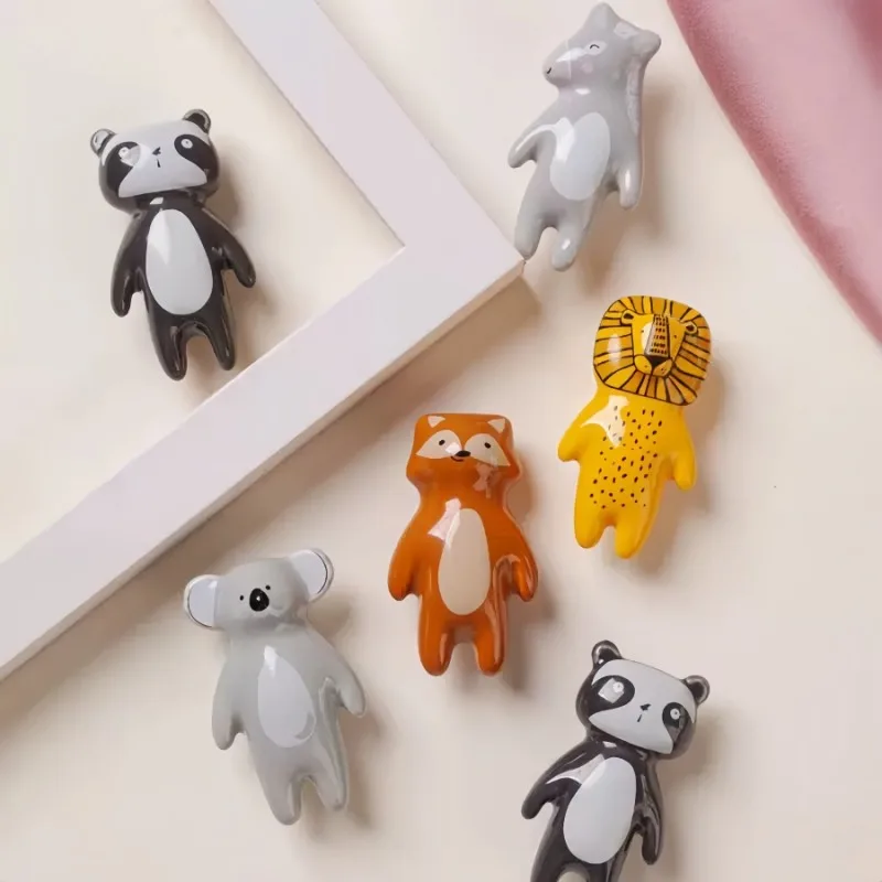 Cute Cartoon Panda Ceramic Knob Pull Handle For Kids Room Wardrobe Cabinet Drawer Furniture Hardware