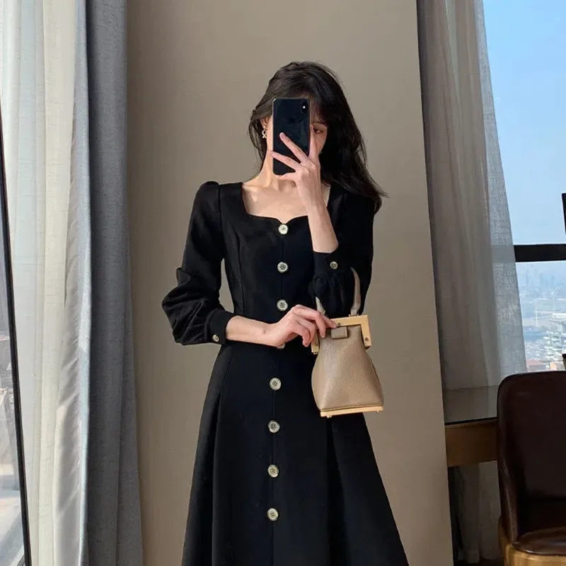 

Plus Size Long Dress for Women 2023 Autumn And Winter Dresses Oversized Female Clothing Elegant Vestido Casual Large Swing Skirt