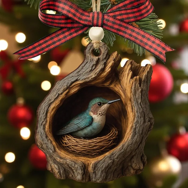

Рождественское украшение Hummingbird Woodland 2025, подарок для любителей природы для женщин, уникальный декор в виде птичьей елки для любителей природы