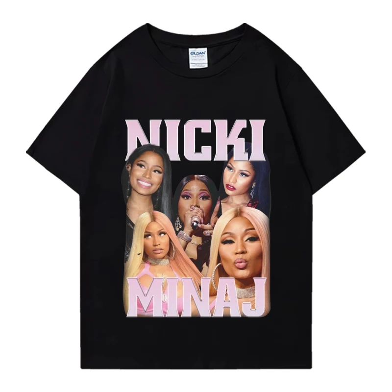 Rapper Nicki Minaj Vintage Hip Hop print T shirt 2024 Men Women summer oversized short sleeve T-shirts Unisex Pure Cotton Tops