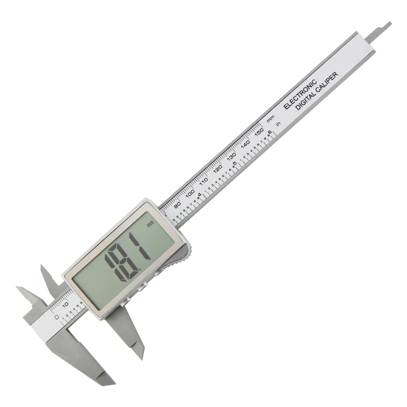 Calibrador Digital de plástico de fibra de carbono, calibrador Vernier electrónico métrico, herramientas de carpintería, micrómetro, instrumentos de medición