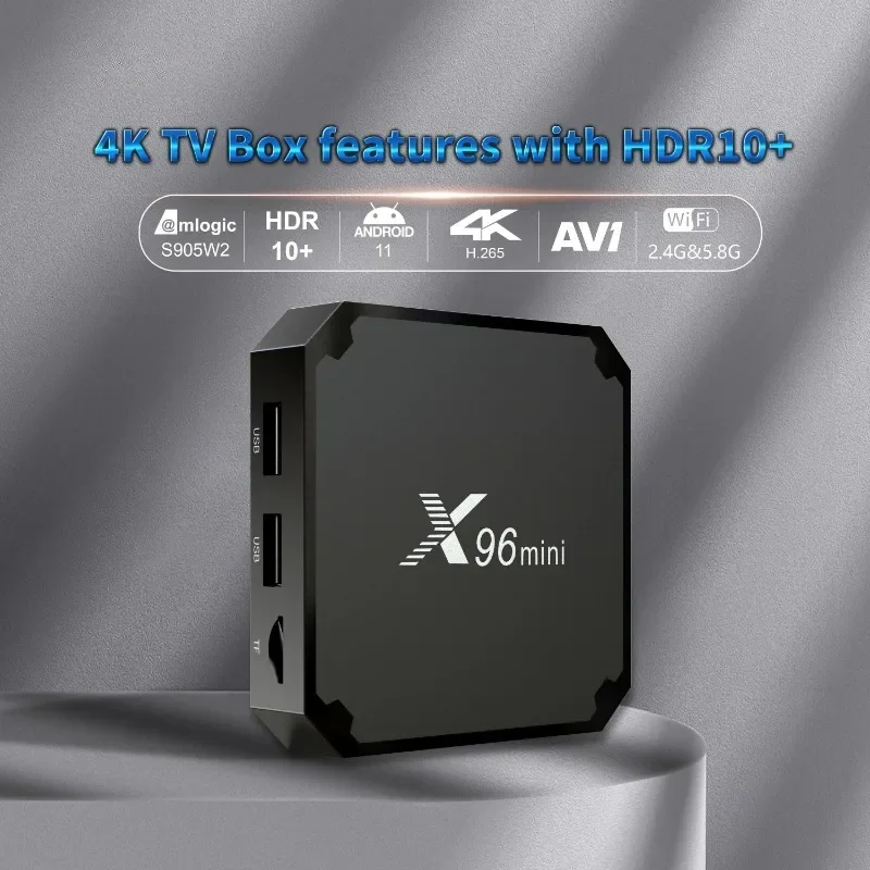 X96 Mini Smart TV Box Android 11.0 Amlogic S905W2 2.4G/5G WiFi يدعم 4K H.265 HEVC AV1 HDR10+ X96mini صندوق التلفزيون الذكي المحمول