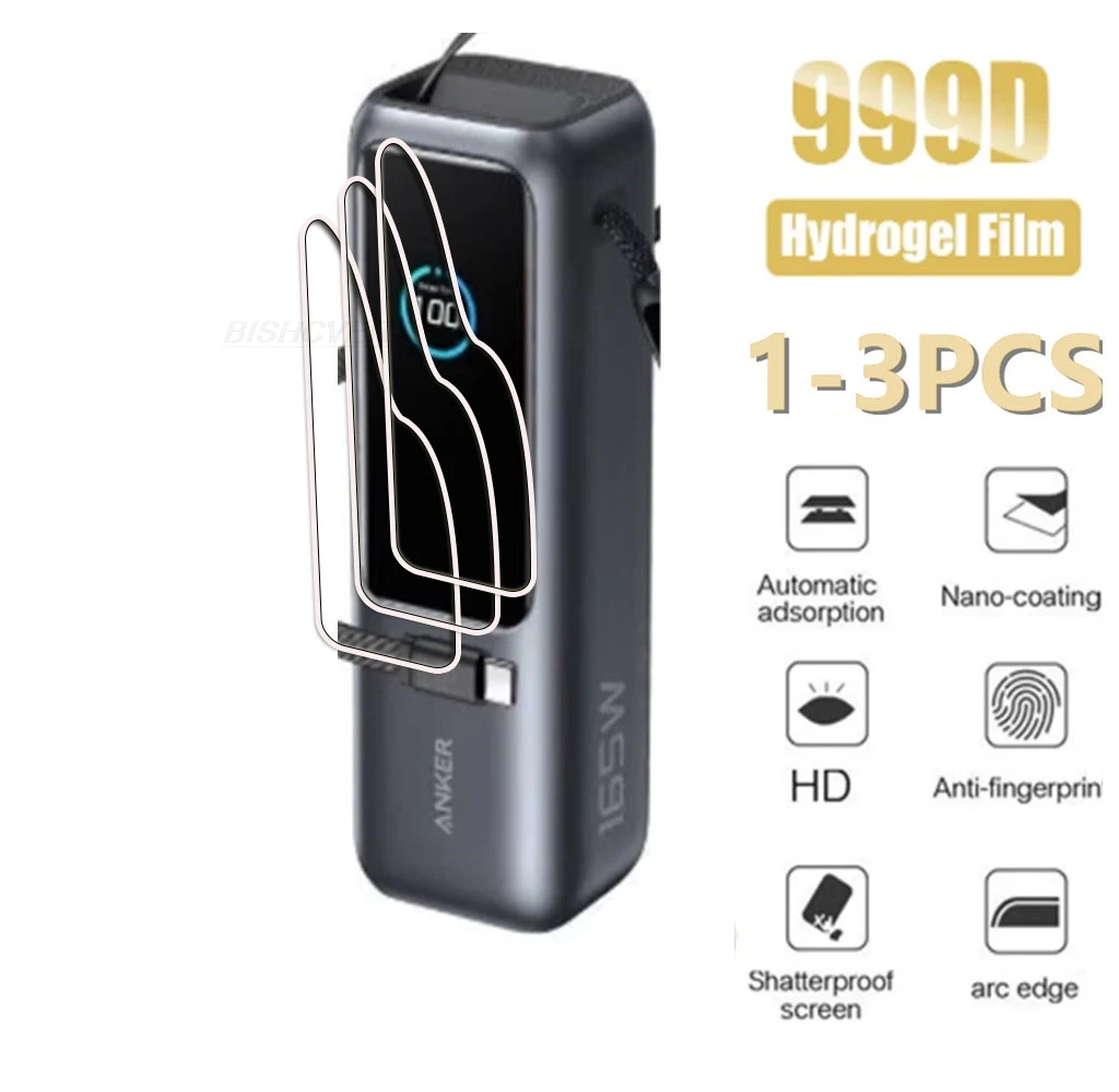 1-3 unidades para Anker Zolo 25000mAh Zolo A1695 165W, cargador portátil, película hidráulica de hidrogel, película protectora de pantalla completa