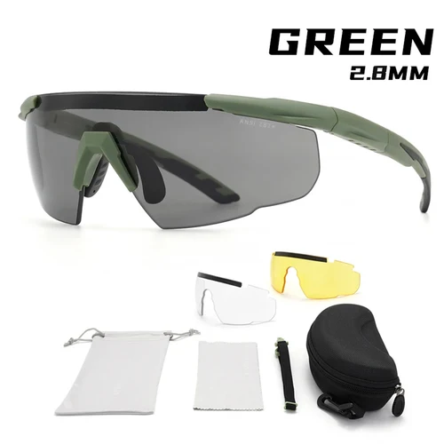 Imagen 2 del producto Gafas tácticas militares de 2,8mm CS Airsoft gafas de tiro a prueba de viento HD 3 lentes Motocross motocicleta montañismo gafas seguras