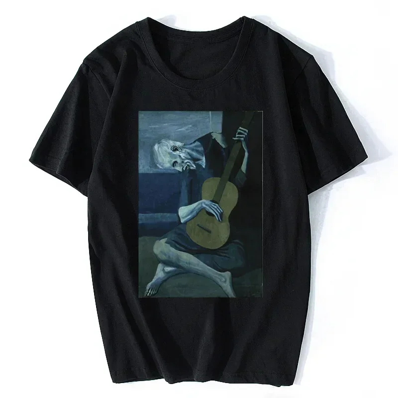 T-Shirt Leonardo Da Vinci mens designer clothes Vincent Van Gogh Street Tee men cotton o-neck Pablo Picasso The Old Guitarist