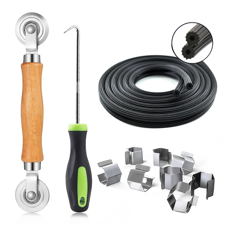 

Screen Repair Kit, Screen Roller Tools,Roller With Bearing & Removal Hook & Screen Clips, Screen Spline For Install