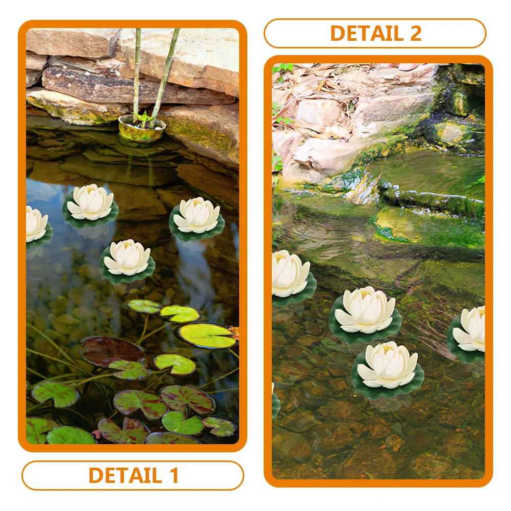 6 قطعة زهرة اللوتس العائمة ديكور بركة اصطناعية الحلي محاكاة زهرة اللوتس حوض السمك زينة الزهور العائمة #1