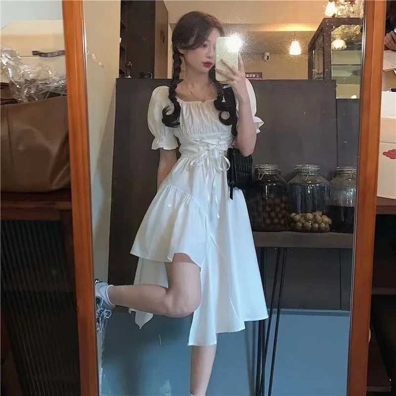 

Fairy-song Dress with Summer Waist-hugging Irregular Sweet and Spicy Bestie French Platycodon First Love Skirt Thin Style