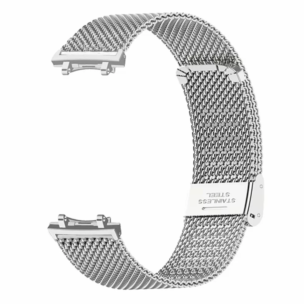 

For Huami Amazfit T-Rex 2 Watch Strap Mesh Stainless Steel Band with Buckle - Silver