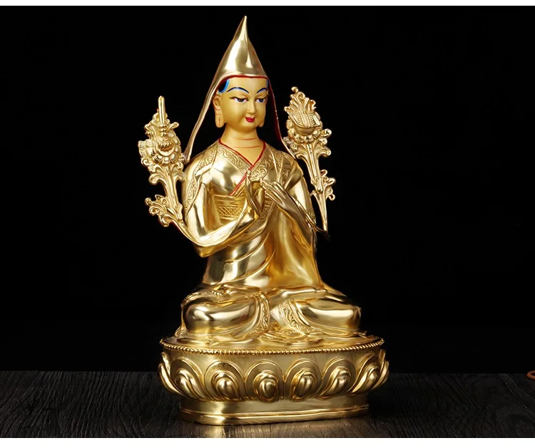 HOME OFFICE protective-efficacious Talisman House Tibetan Buddhism gilding brass Lama Tsong Khapa Buddha statue