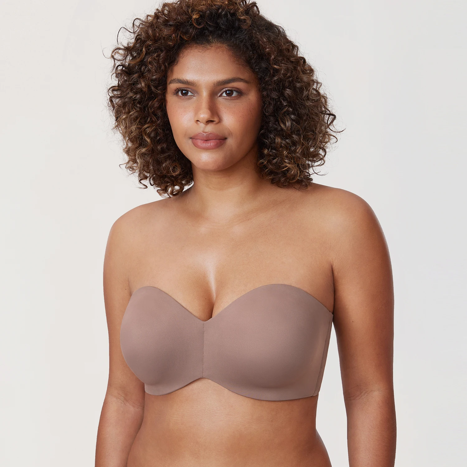 Delimira Women's Strapless Bra Unlined Underwire Minimizer Plus Size Support Anti-slip Silicone DD E F G