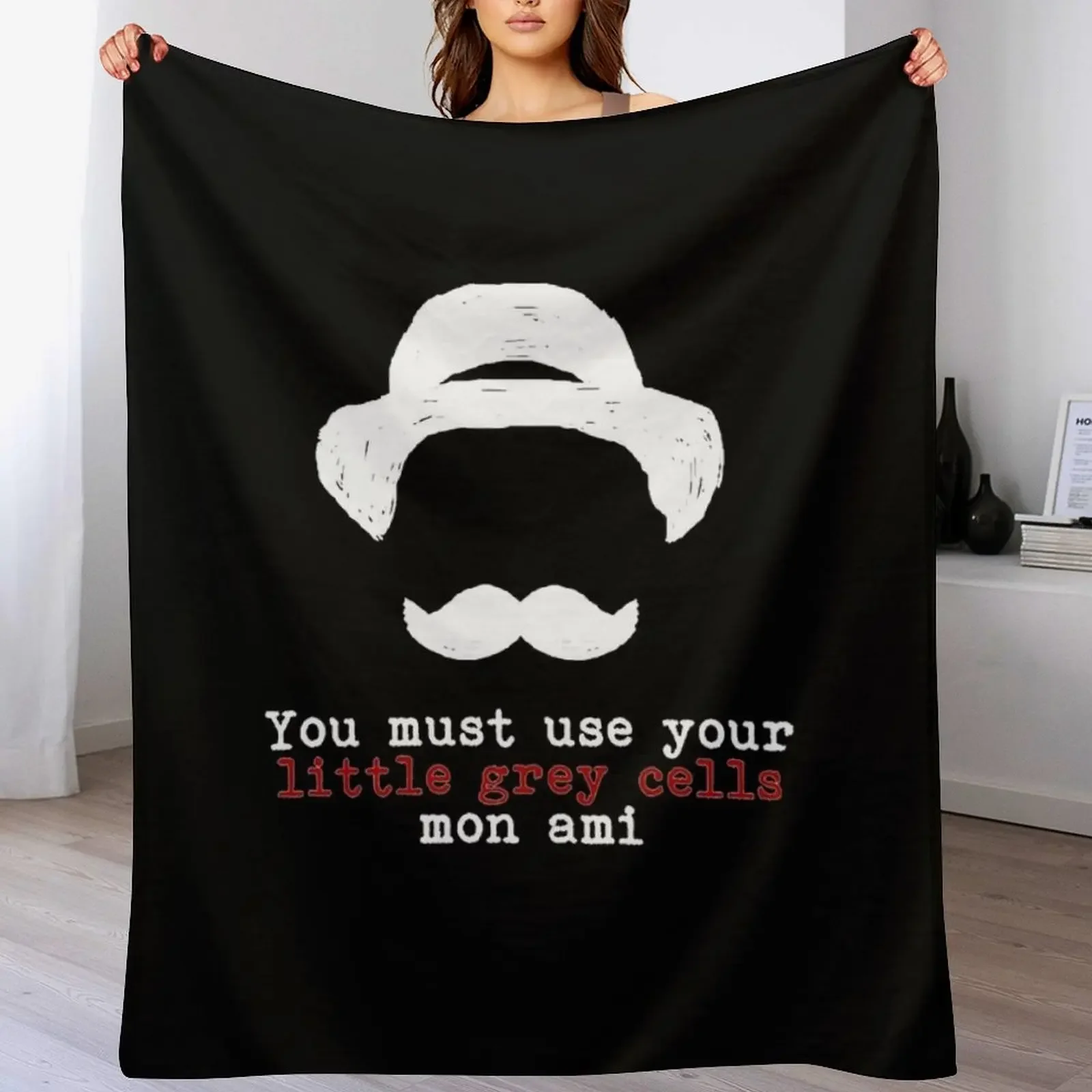 Agatha Christie Hercule Poirot Little Grey Cells Throw Blanket Faux Fur Soft Warm Blanket for Bed