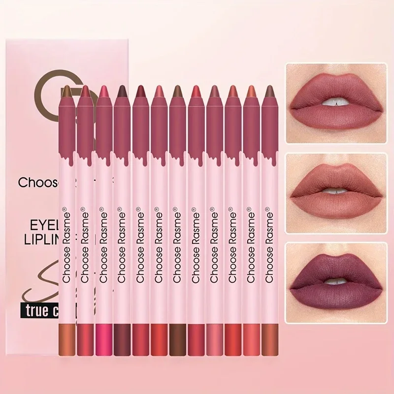 12 kleuren/doos Matte Lip Liner Potlood Set Waterdicht Langdurige Naakt Rode Lip Contour Potlood Sexy Rose Roze lippenstift Tint Make-Up