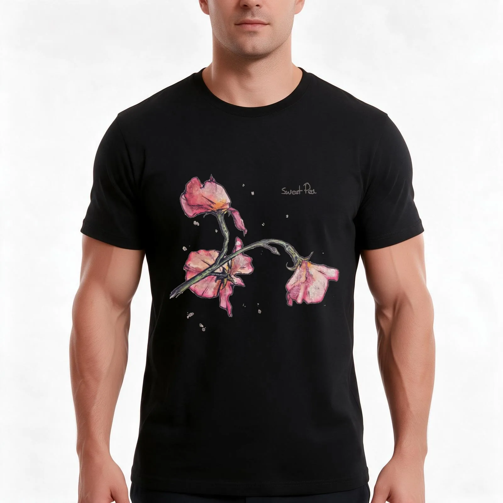 Sweet Peas T-Shirt, Summer Casual Cotton Tee, Oversized Streetwear Tops, Vintage Graphic Print, Loose Fit Short Sleeve