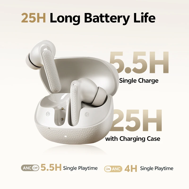 QCY Buds ANC -45dB التكيف إلغاء الضوضاء سماعة لاسلكية تعمل بالبلوتوث 5.4 سماعات الأذن 6 ميكروفونات اتصال واضحة 10 مللي متر سائق ديناميكي سماعة 25 ساعة #5