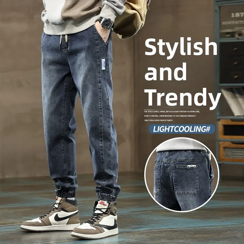 

Мужские джинсы с флисовой подкладкой и манжетами, осенне-зимняя рабочая одежда, брюки-харланы, повседневные брюки длиной 7/8, весна-лето