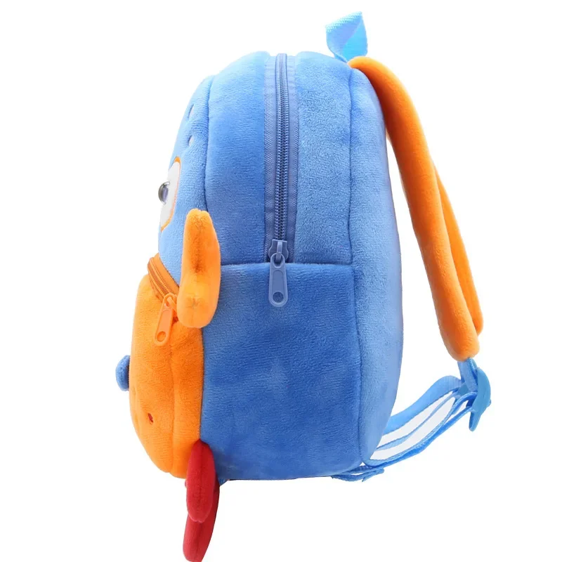 Children School Backpack Cute Cartoon Crab Design Cozy Soft Plush Material For Toddler Baby Boys Kindergarten Kids Snacks Bag