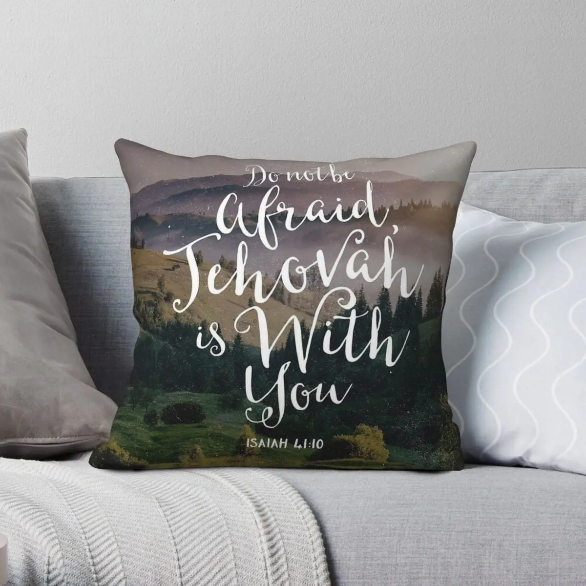 Do Not Be Afraid Jehovah Is With You Square Pillowcase Polyester Linen Velvet Creative Zip Decor Car Cushion Case 45x45