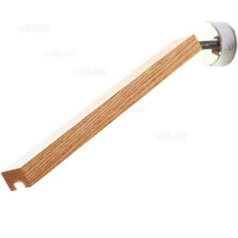 red oak ruler wall lamp LED wood wall sconce American bedside sofa side rotatable light home bedroom living sitting room hotel