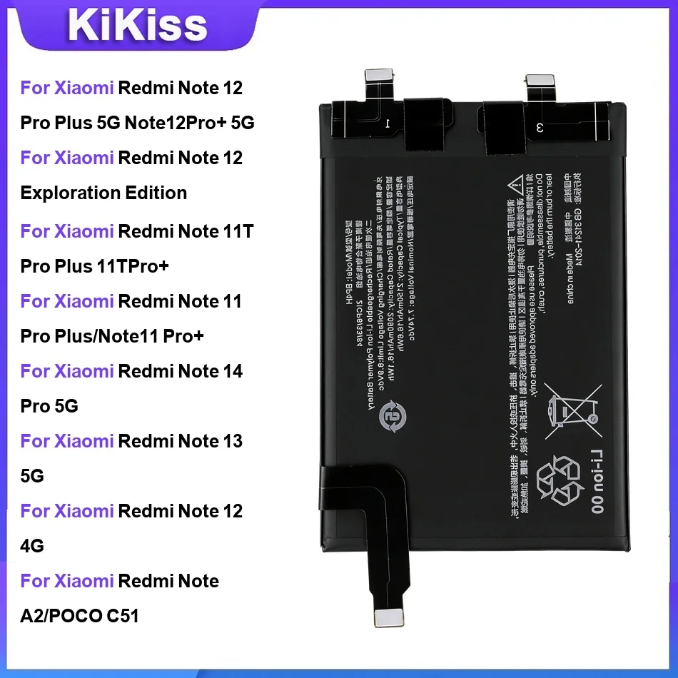 Battery For Xiaomi Redmi Note12Pro+ 5G 12 Exploration Edition 11T Pro Plus 11 Pro Plus 14 Pro 5G 13 5G 12 4G A2 11E Pro 11S