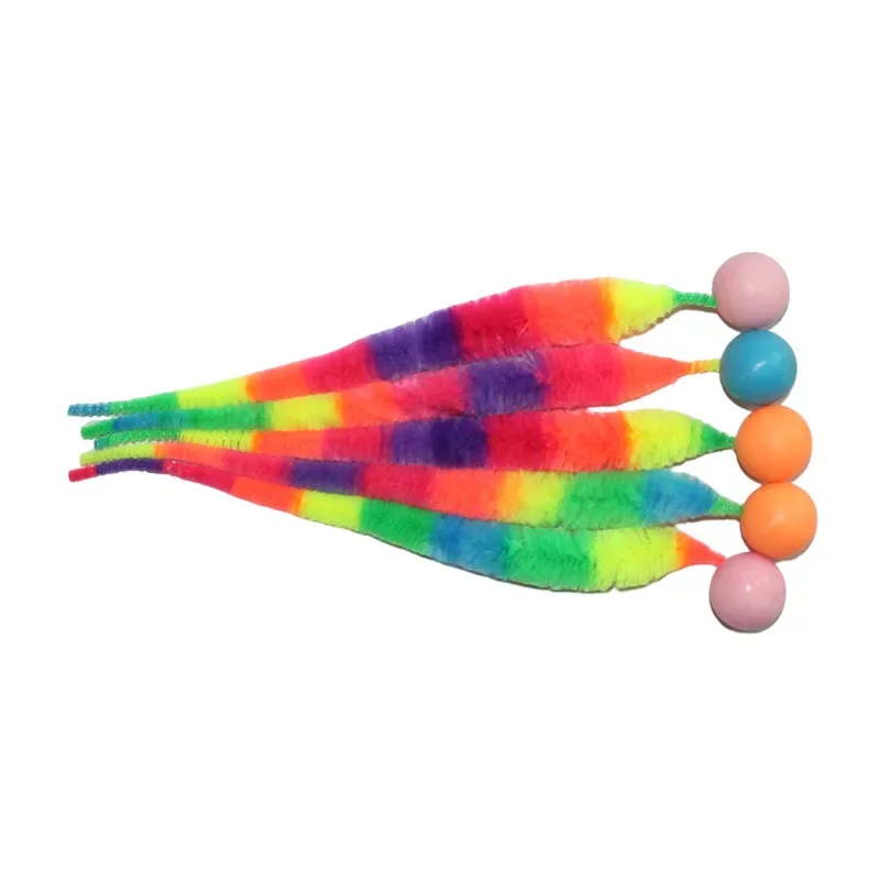 Cat interactive toys Tickle Cat Colorful bouncing ball Pet supplies Puzzle teasing indoor cat worm caterpillar elastic toy image 6