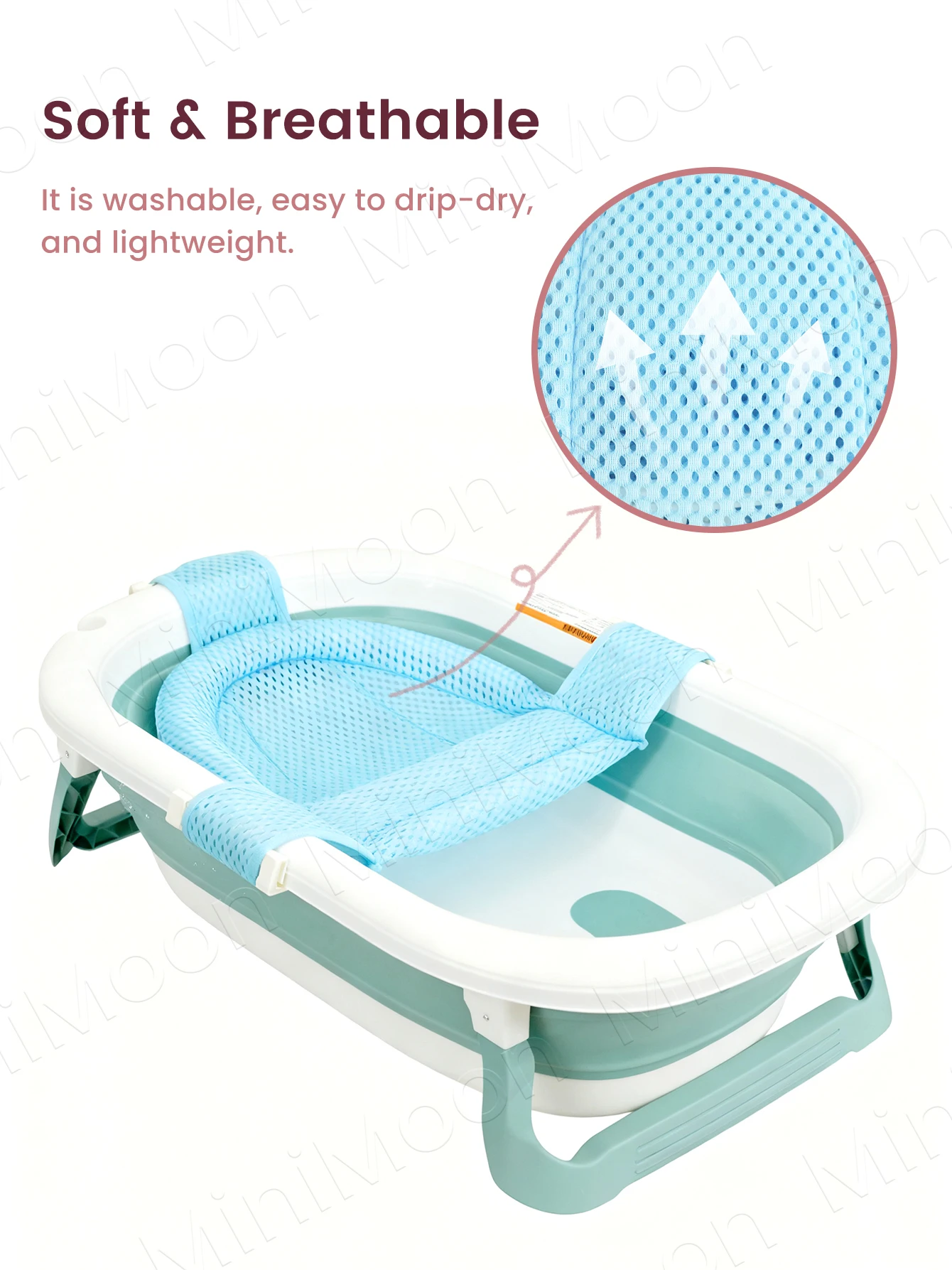 Estera de soporte para baño de bebé antideslizante, cojín de malla flotante para bebés de 0 a 2 años (bañera no incluida)