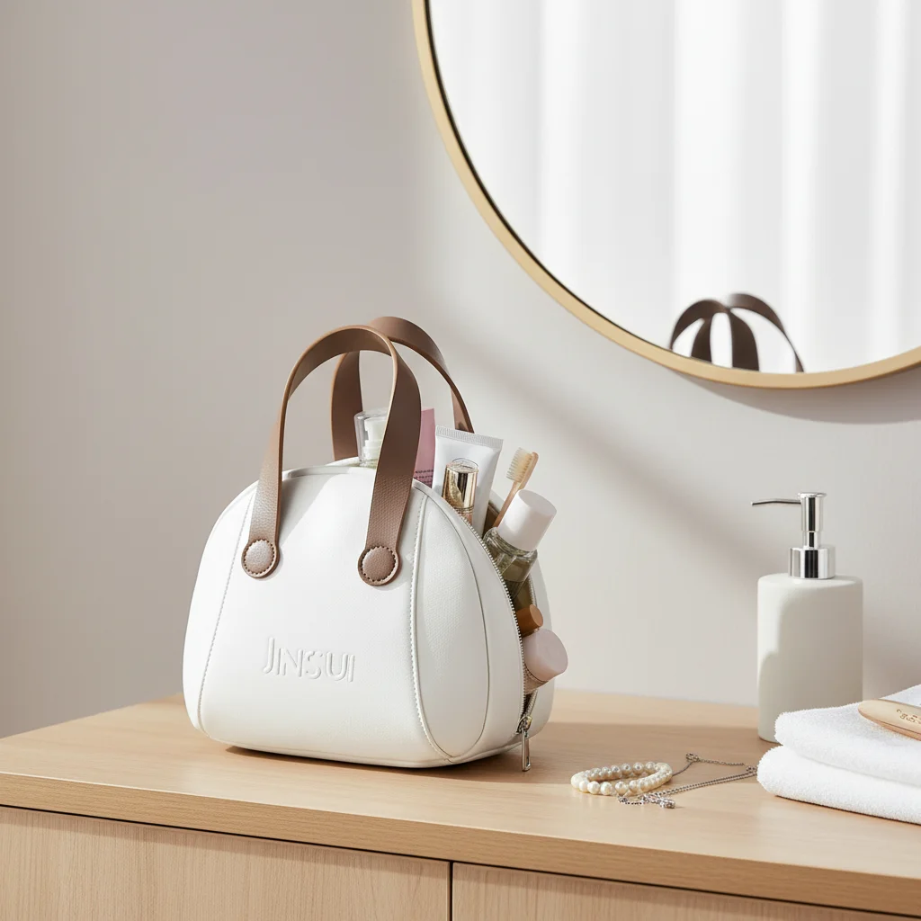 1pc Shell Shaped Makeup Bag Elegant Cosmetic Organizer PU Leather Toiletry Case for Women Durable Portable