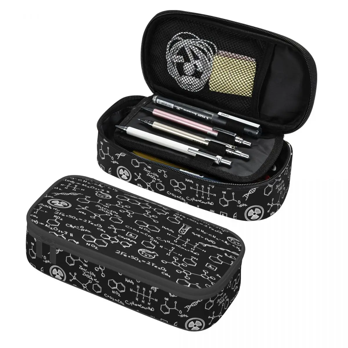 Custom Science Chemistry Pattern Pencil Cases for Boys Gilrs Big Capacity Chemical Lab Tech Pen Bag Box Stationery