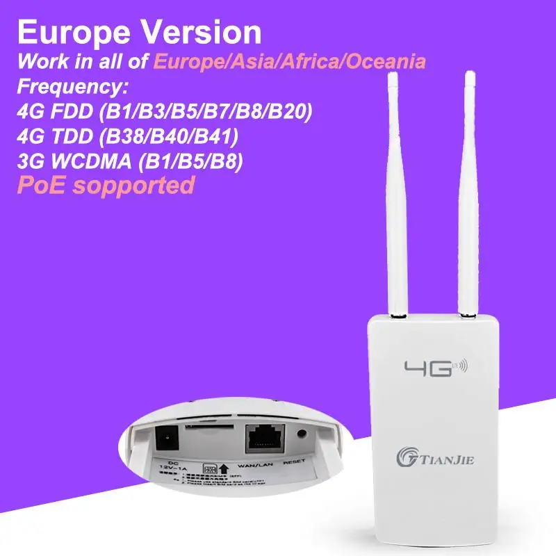 New! CPE905 Outerdoor Waterproof 150Mbps Smart 4G Router Home Hotspot RJ45 WAN LAN WIFI Coverage Modem External Antenna CPE