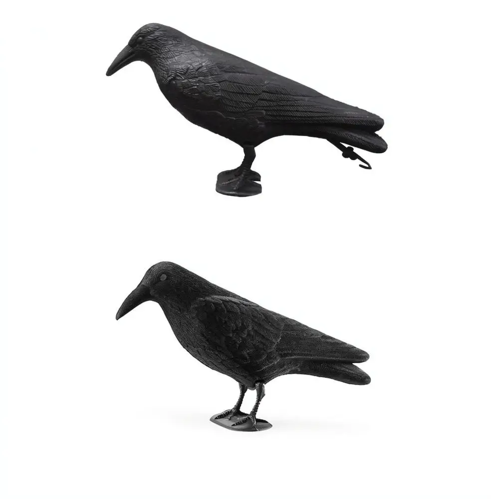 Realistic Crow Decoy Bird Scarer Garden Ornament Outdoor Yard Repellent Statue Halloween Decoration Animal Sculpture