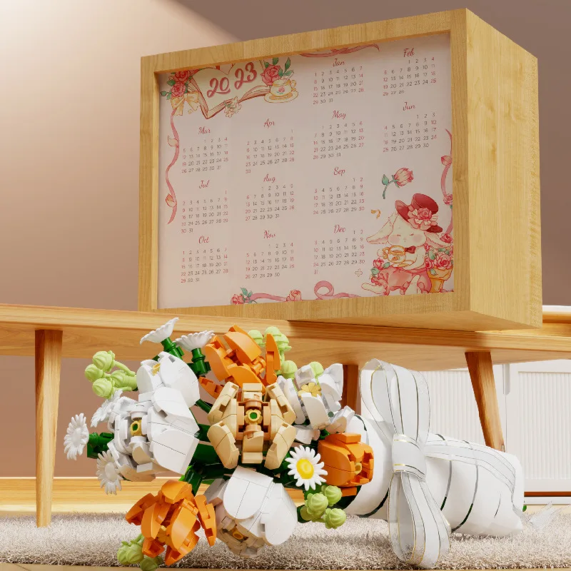 

Creative Idea Home Furnishing Building Brick Eternal Flower Block Beautiful Florist Toy With Photo Frame For Girls GIft