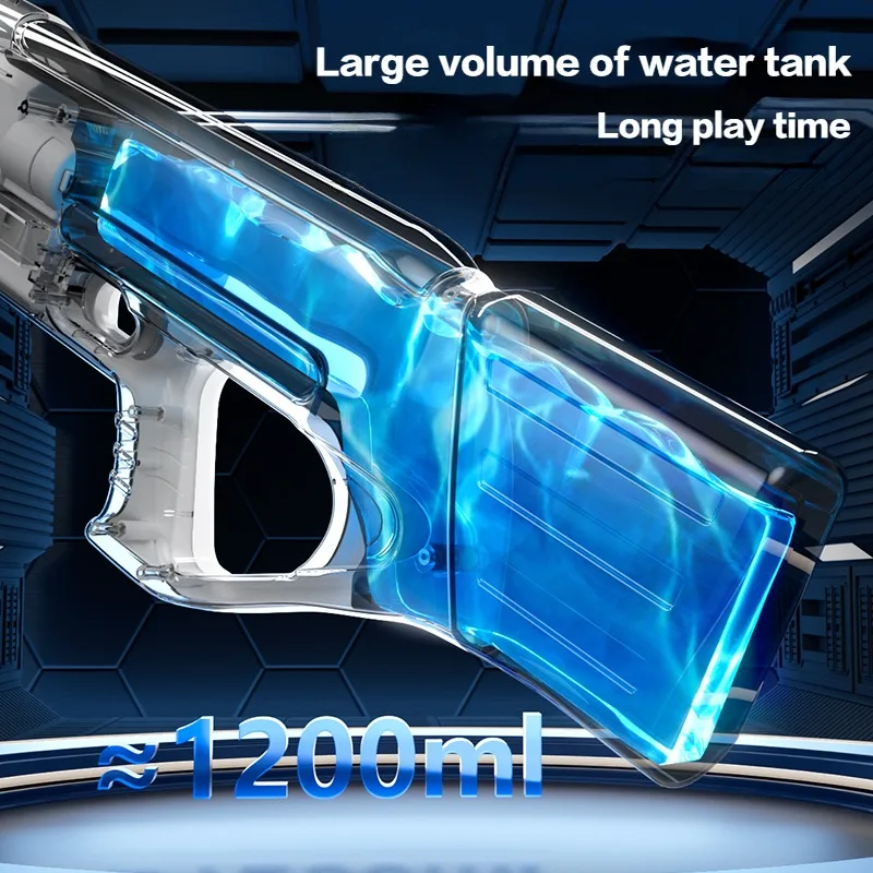 Pistola ad acqua automatica con aspirazione ad acqua; giocattolo elettrico con pistola ad acqua di grande capacità; regalo per bambini.