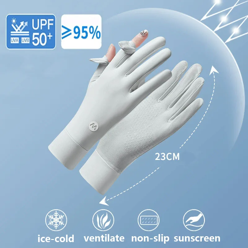 

Women UV Sun Protection Gloves Breathable Touchscreen Sunblock Gloves Non Slip Ice Silk Cycling Gloves for Cycling Driving