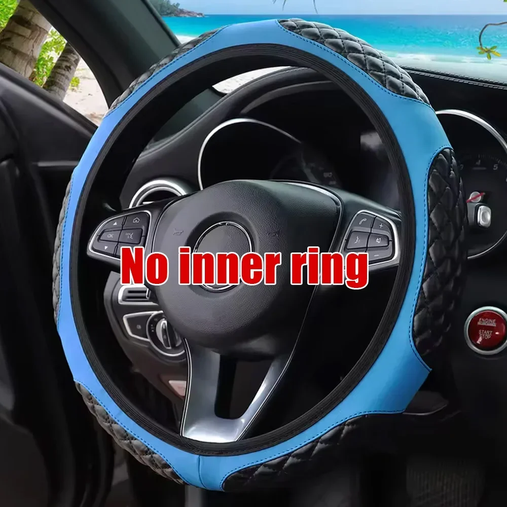 

Car Steering Decoration Cover Fits 14.5-15 Inch Auto steering wheel Artificial Leather No Inner Ring Non-Slip cover Accessories